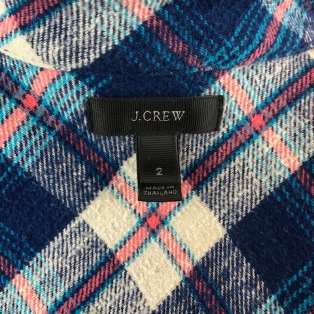 J.Crew Vintage 90s Blue  Plaid Sz 2 - Picture 9 of 10